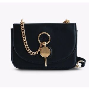 NWT Mersi Women’s Maddie Vegan Leather Black Crossbody Bag‎ with Gold Accents